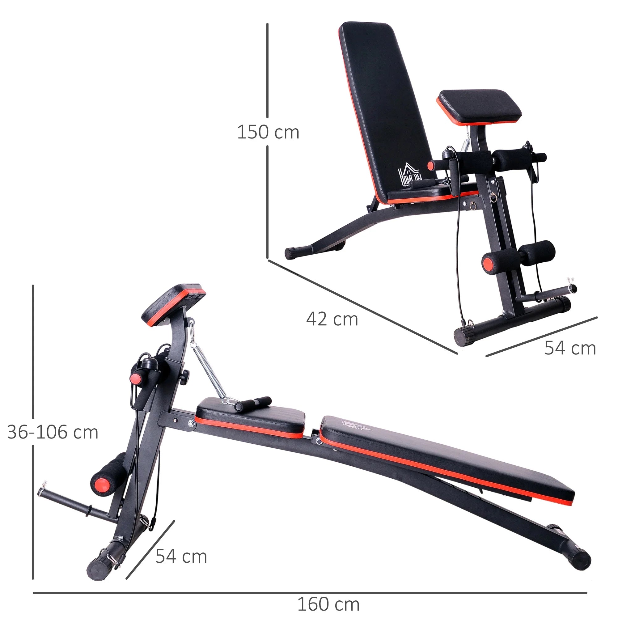 HOMCOM Banco de Pesas Inclinable Banco de Musculación Respaldo Inclinable