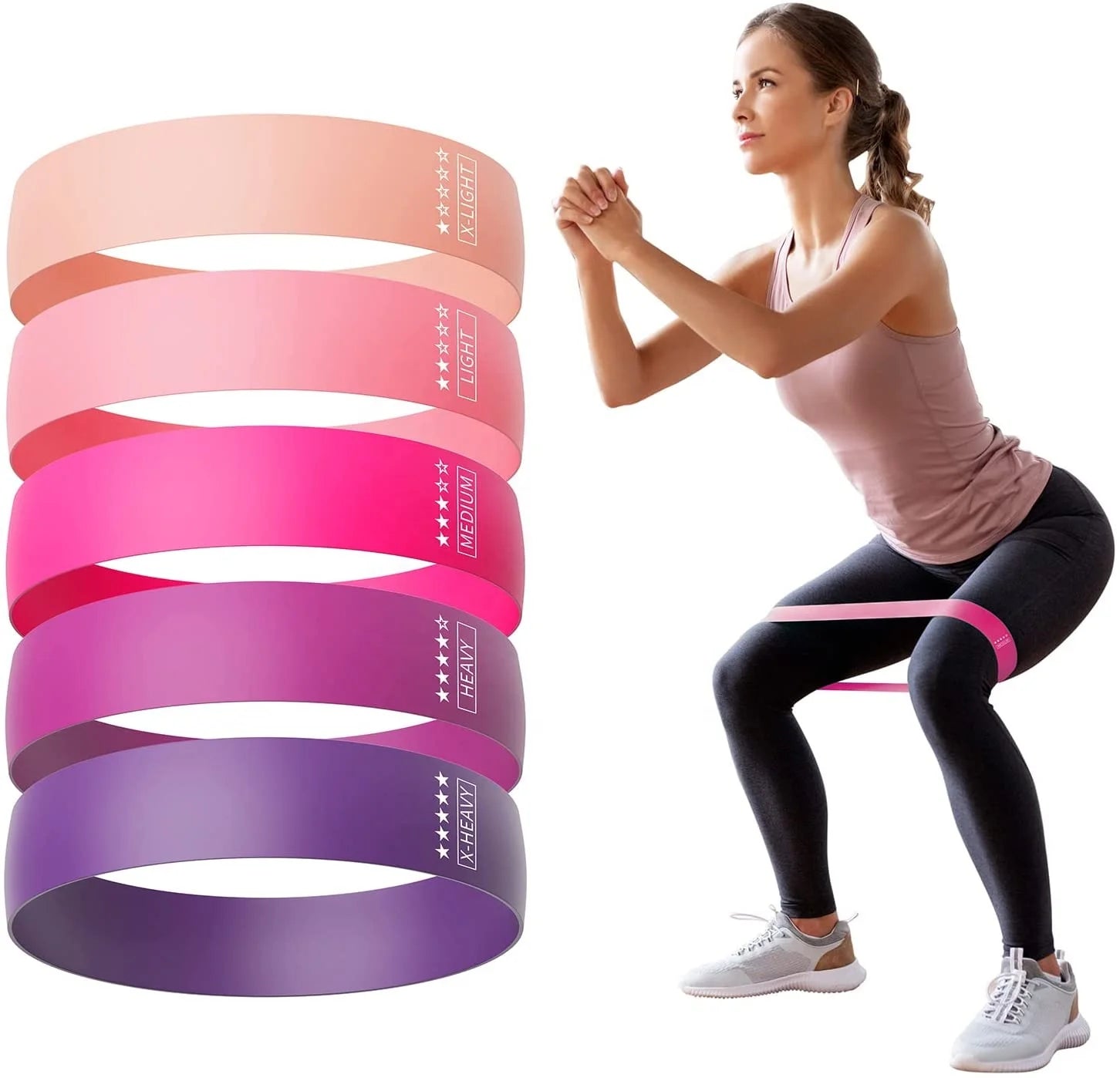 Zakerda Pink Loop Latex Elastic Yoga Hip Booty Exercise Resistance Bands Workout Home Gym Sports Fitness Bands Body Building