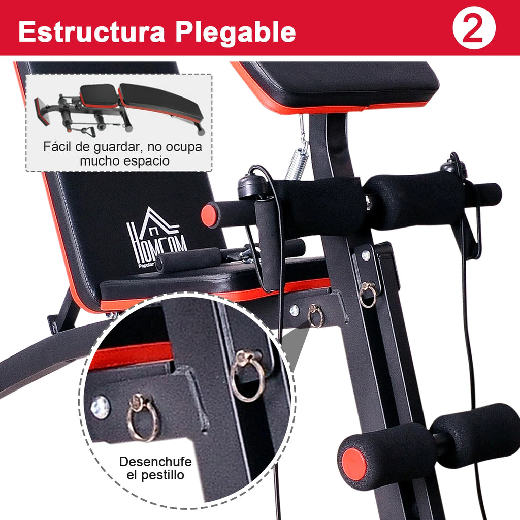 HOMCOM Banco de Pesas Inclinable Banco de Musculación Respaldo Inclinable