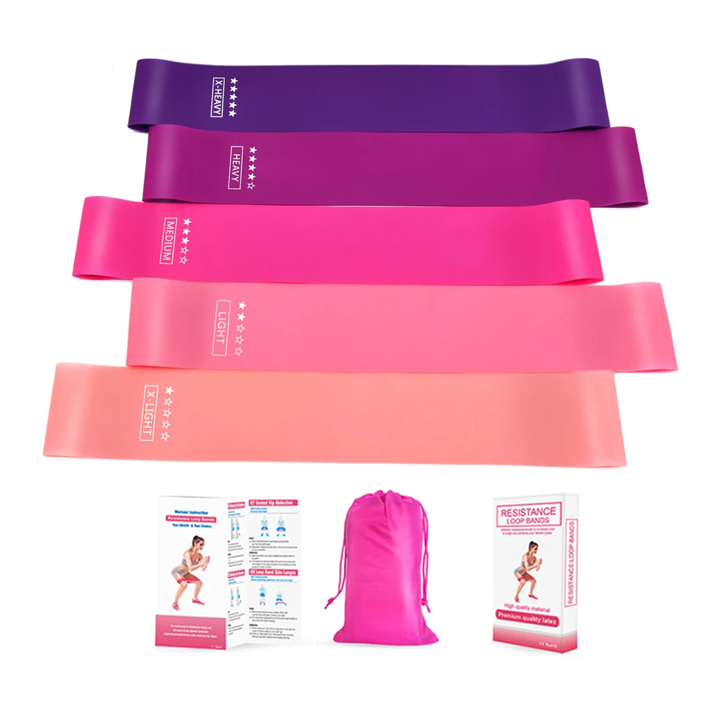 Zakerda Pink Loop Latex Elastic Yoga Hip Booty Exercise Resistance Bands Workout Home Gym Sports Fitness Bands Body Building