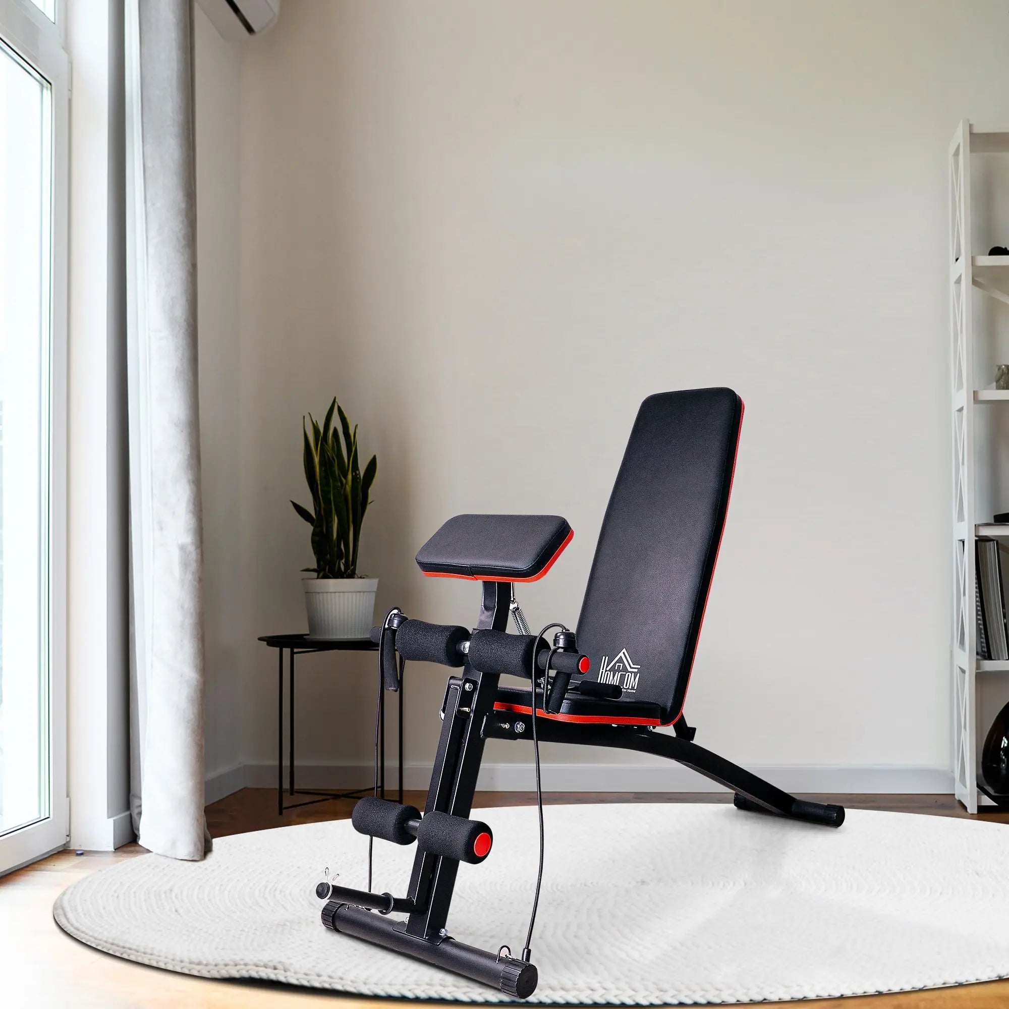 HOMCOM Banco de Pesas Inclinable Banco de Musculación Respaldo Inclinable